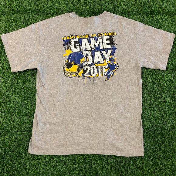 Grey Vintage 2011 Game Day Mustangs Football Graphic Tee - Picture 2 of 5